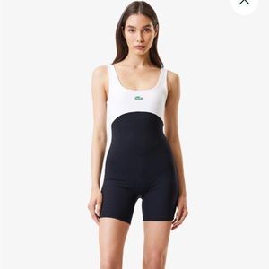 WOMEN'S LACOSTE X BANDIER ALL MOTION COLOBLOCK 6" BODYSUIT - SIZE L NWT